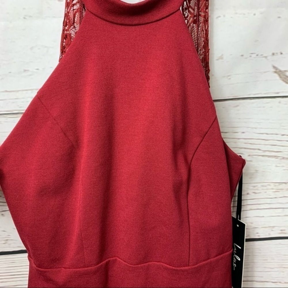 Lulu’s Hometown Girl Wine Red Lace Skater Dress - Picture 2 of 6